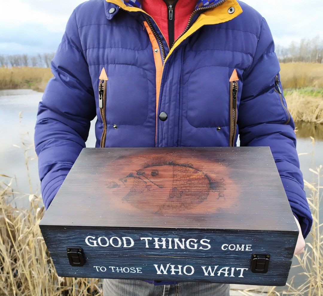 Wooden Tackle Box Fishing Box Storage Case Gift for Fisherman Jubilee ...
