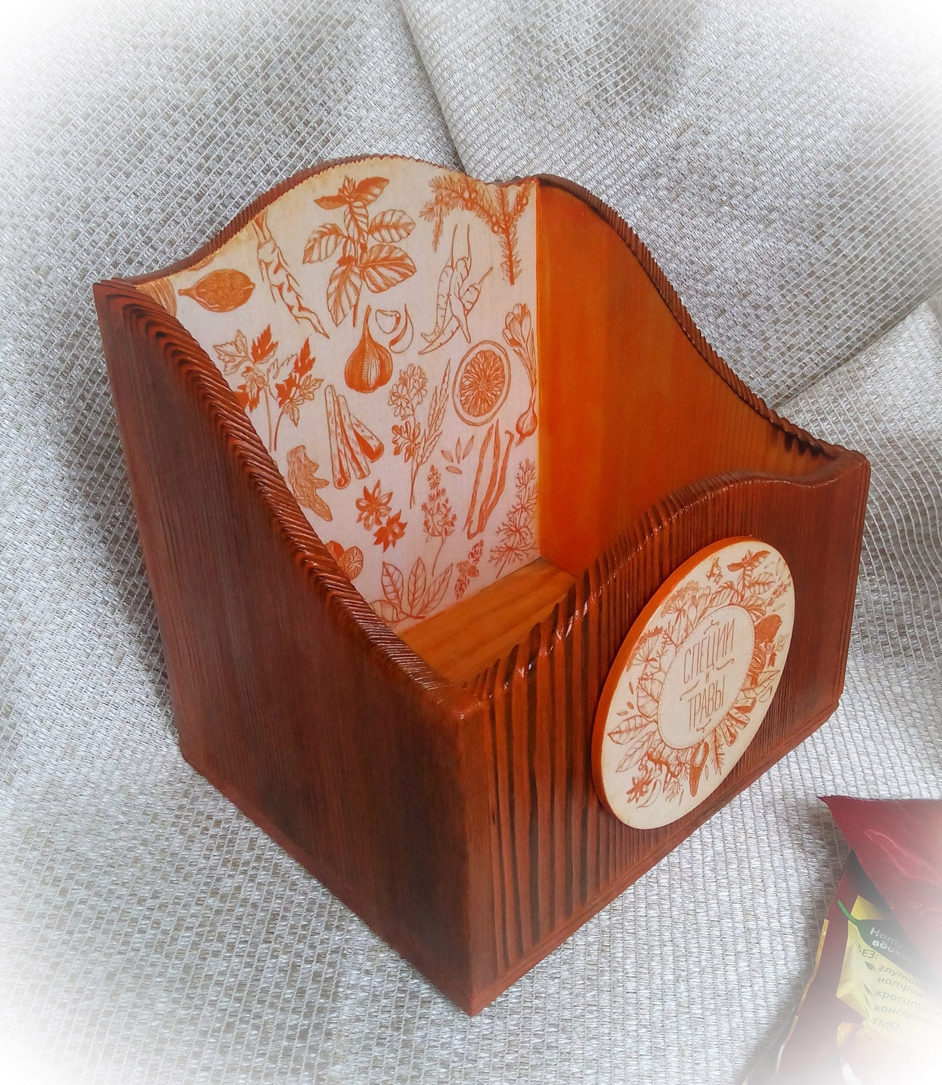 Wooden kitchen storage Recipe box Kitchen accessory Orange | Etsy
