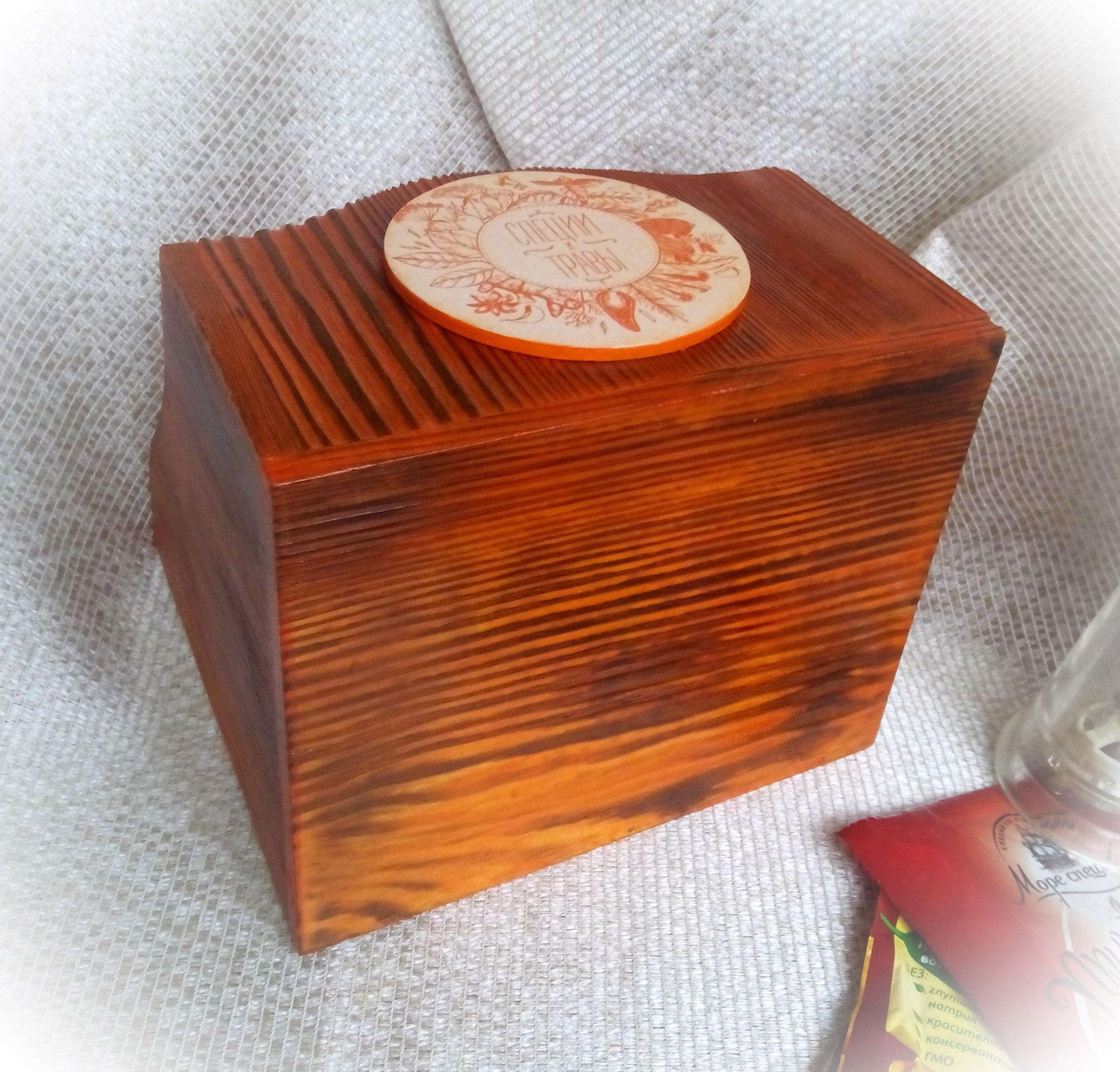 Wooden kitchen storage Recipe box Kitchen accessory Orange | Etsy