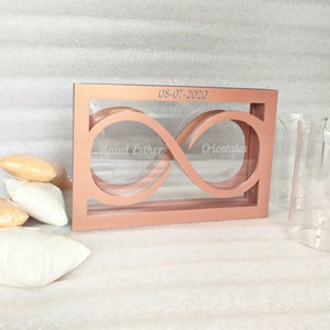 Personalised Sand ceremony box Infinity sign Wedding Unity sand ceremony frame vase Set Rose gold Charcoal Anthracite wedding shadow box