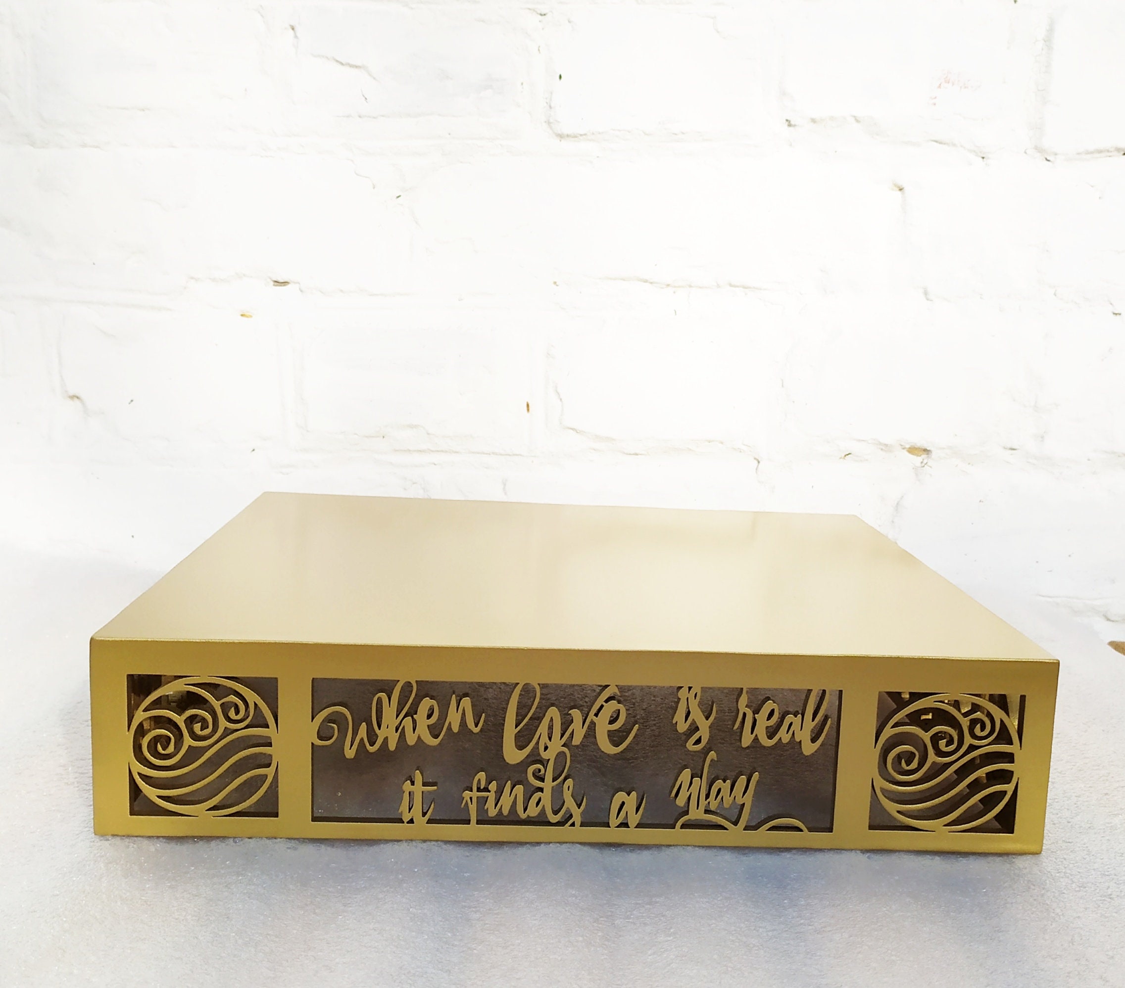 Carved Personalized Wedding Cake Stand Pedestal Initials Wooden Cake ...