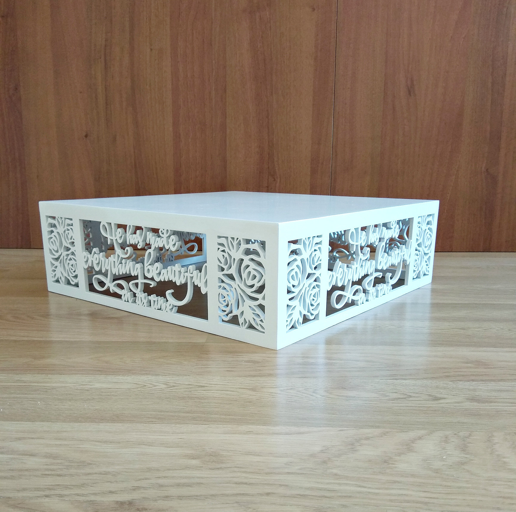 Carved Personalized Wedding Cake Stand Pedestal Initials Monogram