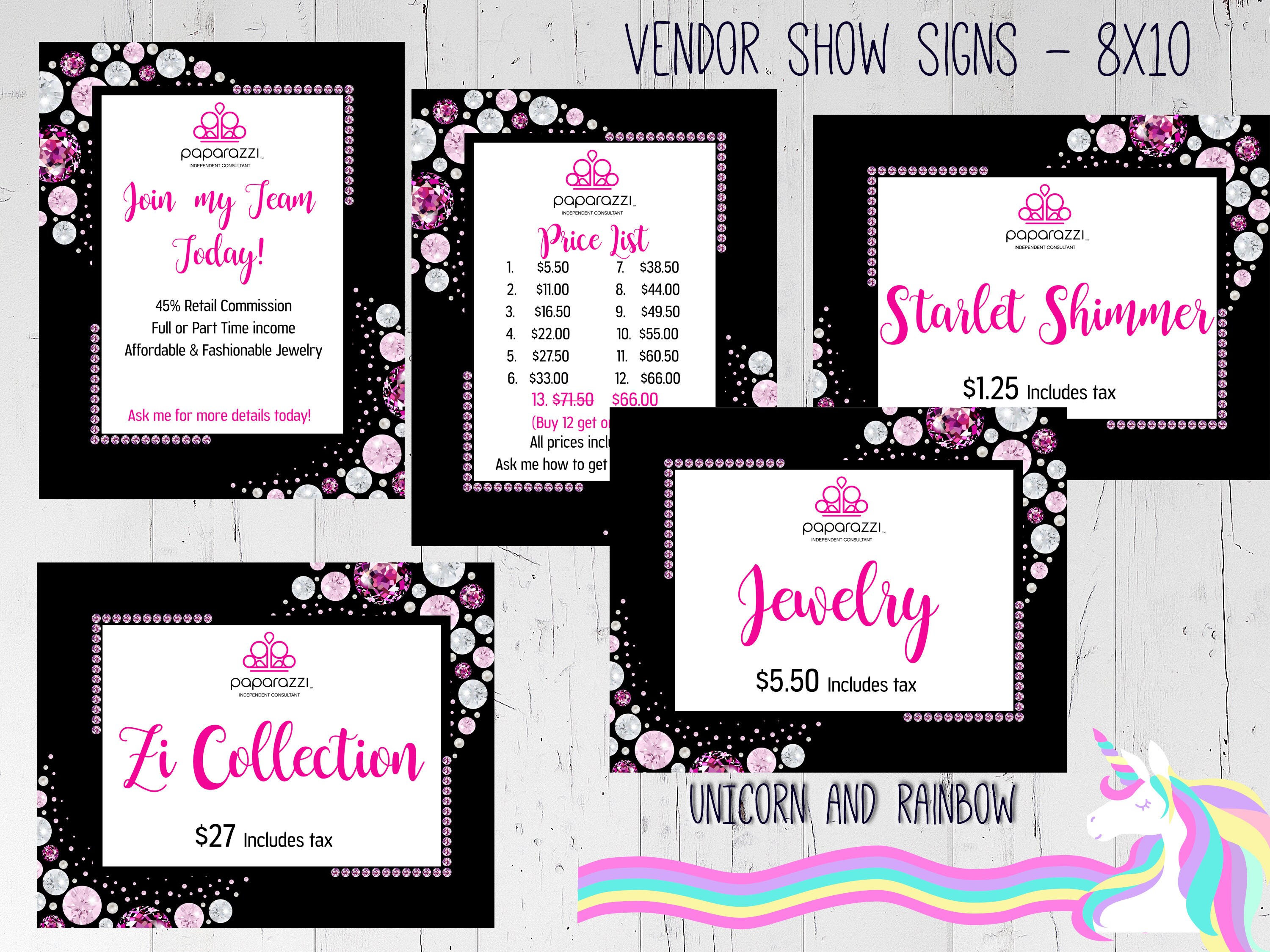 UPDATED LOGO Paparazzi Vendor Signs Set of 5 Digital files | Etsy