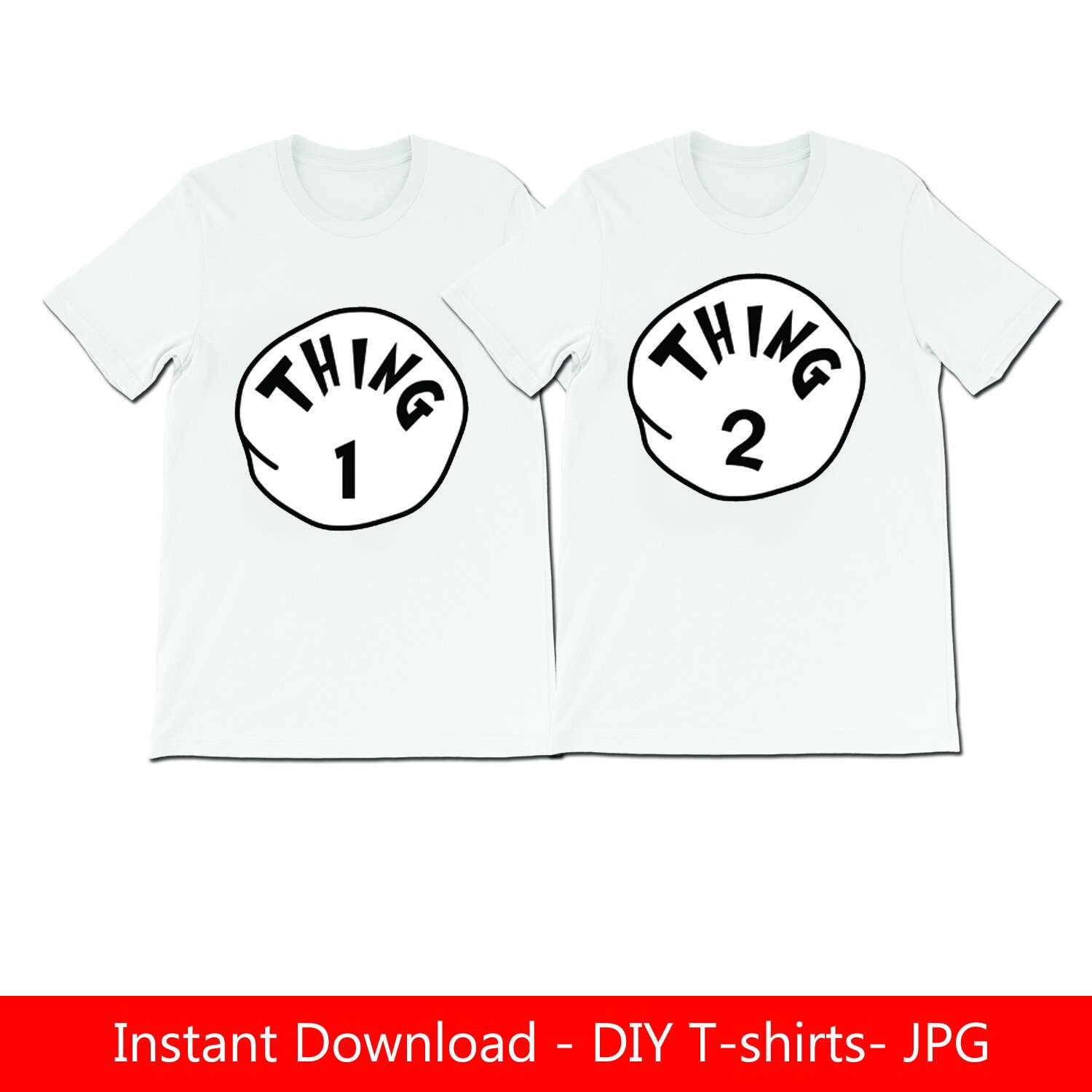 Thing 1&amp; 2 Clipart. Transfer Iron On. Digital File. Instant - Etsy