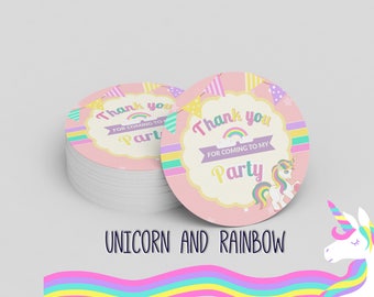 Instant Download "Thank you for coming" Stickers- Cute Unicorn