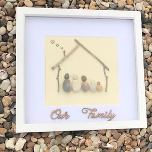 Handmade Pebble Art Our Family Frame
