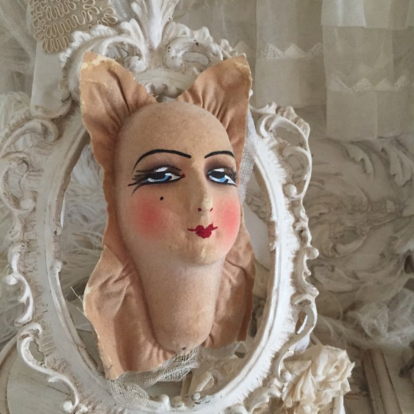 Antique French boudoir doll , Mask Head boudoir doll , Paris,  circa 1920