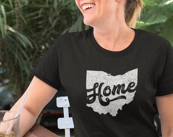 オハイオ・イズ・ホーム ダメージ加工 レトロシャツ 半袖 ユニセックス Tシャツ