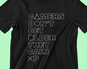 Gamers don't get older they GAIN XP - Video Arcade Games Nerdy Geek Funny Humor -Short-Sleeve Unisex T-Shirt