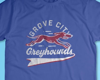 chemise pour lévriers Grove City de style vintage (accent rouge alternatif) – Grove City, Ohio | T-shirt à manches courtes Premium Alumni Tri-blend