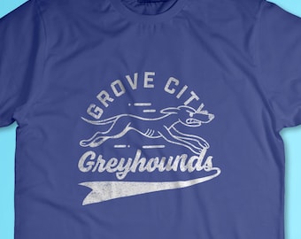 de style vintage pour les lévriers de Grove City | Grove City, Ohio | Anciens | T-shirt premium à manches courtes en mélange triangulaire