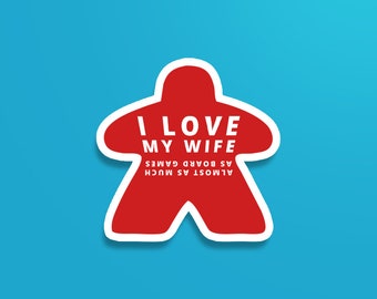J'aime ma femme presque autant que les jeux de société - Une blague à l'envers pour les couples mariés qui aiment les jeux de société | Décalcomanies en vinyle à découper