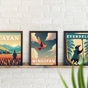 Instant Digital Download of all 3 board game posters: Wingspan, Everdell and Catan Digital Board Game Posters