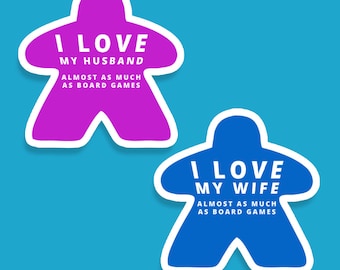 J'aime mon mari, j'aime ma femme presque autant que les jeux de société | 2 autocollants pour 1 | Stickers jeux de société pour couples | Décalcomanies en vinyle à découper