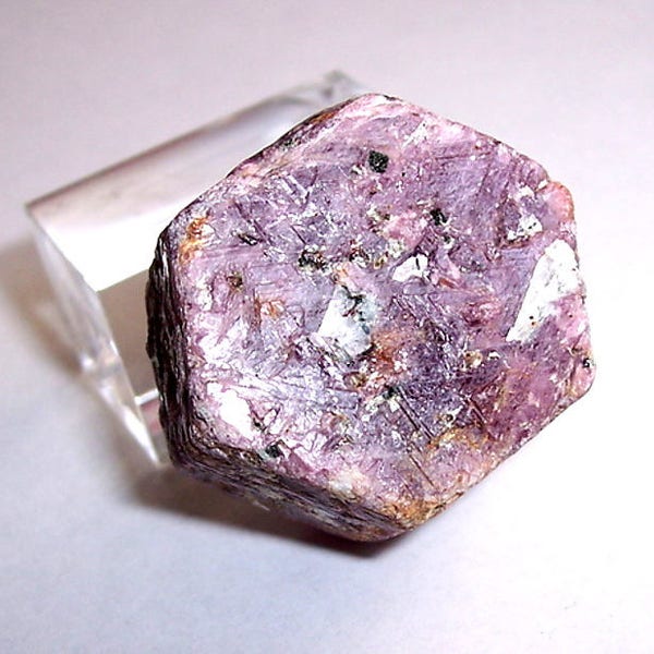 45.1 Gr. - 1.59 Oz. - Hexagonal Rough Ruby Crystal with Many Triangle Record Keepers!