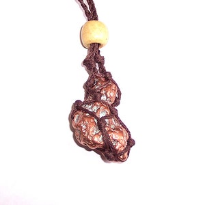 Natural Tumbled Float Copper Necklace Pendant in Stone Holder - Adjustable! E#389