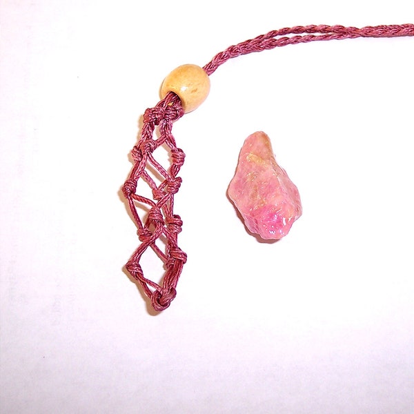 Natural Heated Malawi Pink Ruby in Stone Holder Pendant - Adjustable! E#645