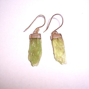 Raw (Rough) Green Kyanite Earrings Set in Sterling Silver! E577
