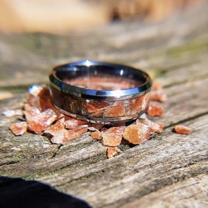 Men's Silver Tungsten and Moonstone Wedding Band, Genuine