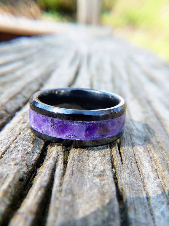 Black amethyst 2024 wedding rings