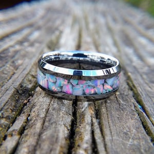 Fire opal band ring deals