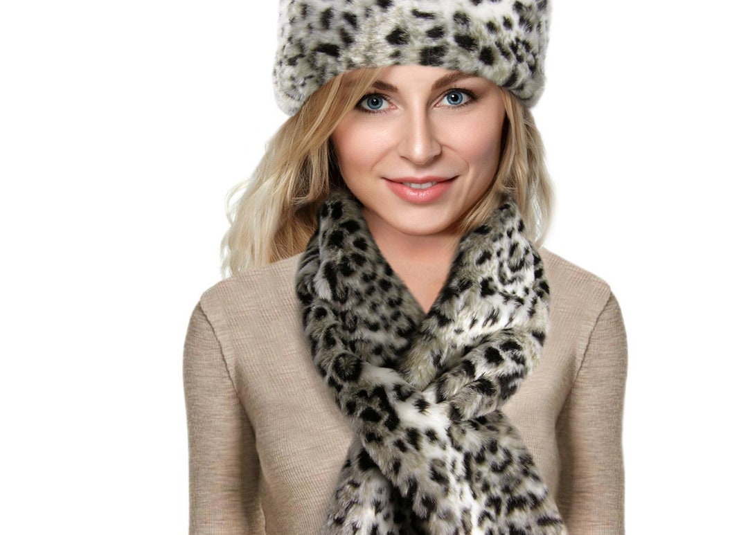 leopard print hat scarf and gloves set