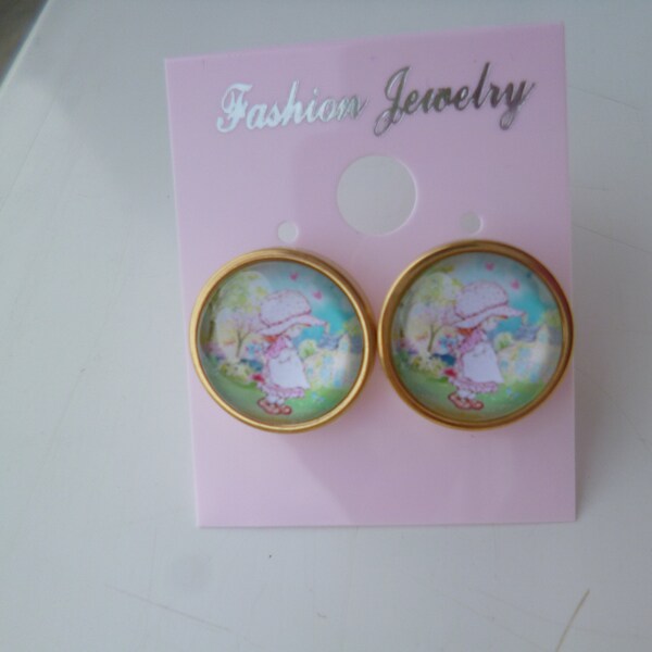 boucles d'oreilles or acier inoxydable cabochon sarah kay 12mmm