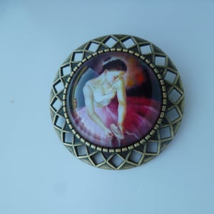 spilla in bronzo cabochon ballerina 25mm