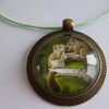 Belle Broche Vintage En Bronze, Cabochon Rose, 30x40mm - Idéale Pour Les Looks Shabby Chic !