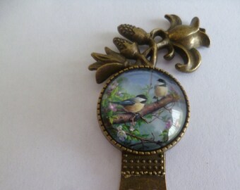 bronze owl or flower bookmark bird cabochon 20mm mini price