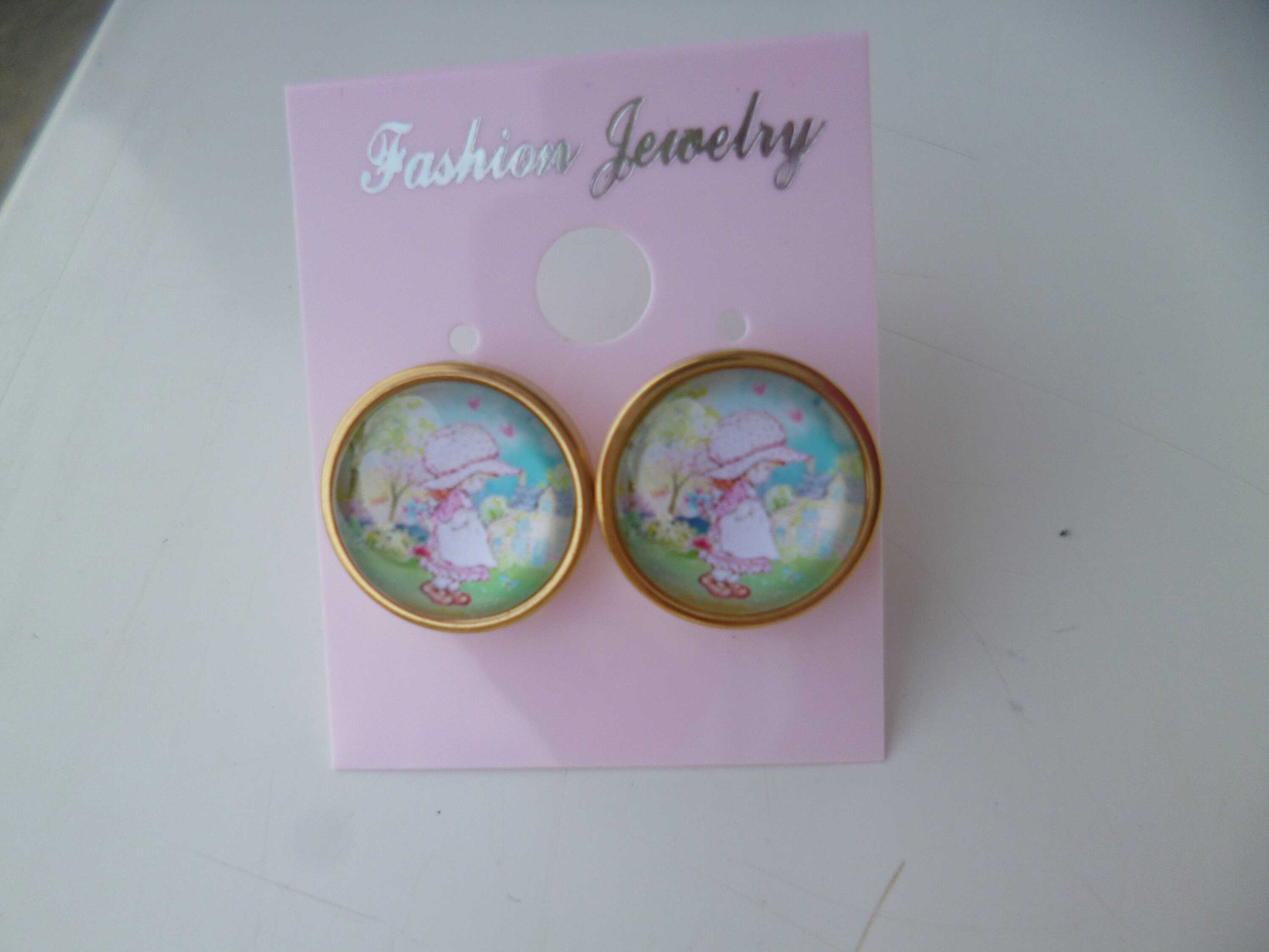 Grande Broche épingle Vintage En Bronze - Cabochon Rose - Style Shabby Chic - 30x40mm - Neuf Sans Emballage