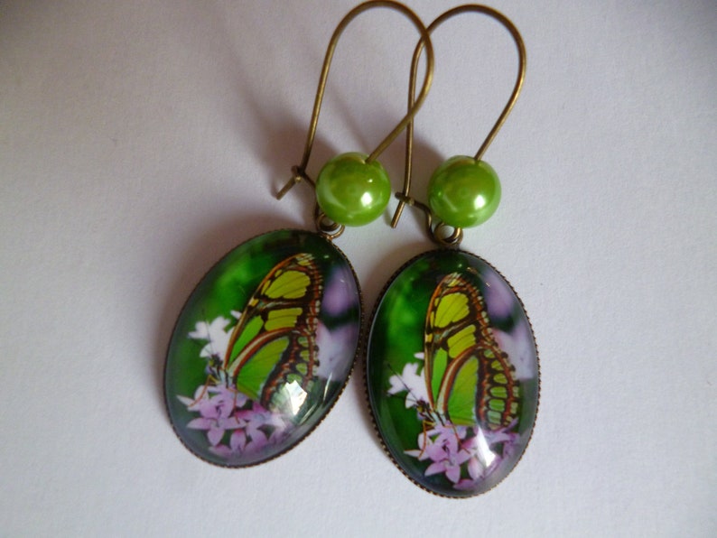 2 boucles d'oreille supports pour cabochon 25 x 18 mm en métal bronze --- - Un grand marché