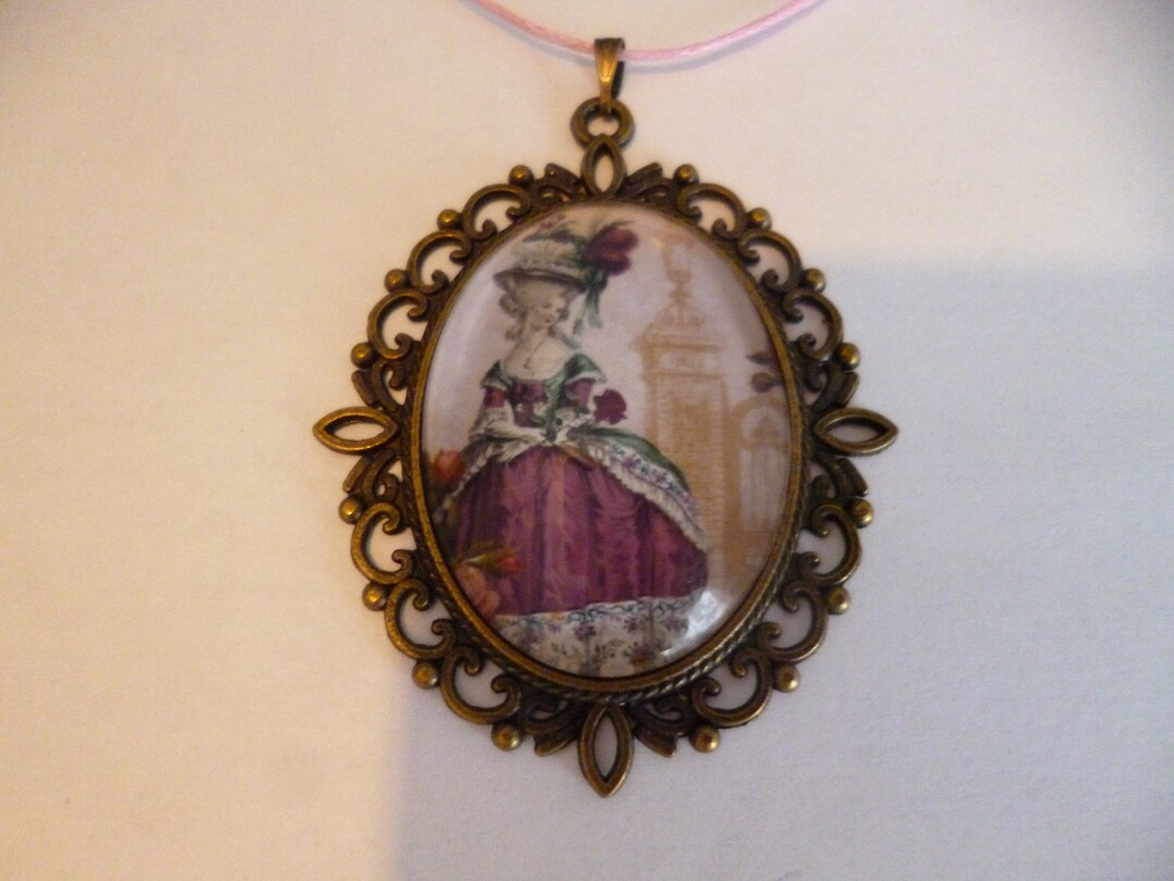Broche Vintage En Bronze Avec Cabochon - 30x40 Mm - Rose - Style Shabby - Neuf Sans Emballage