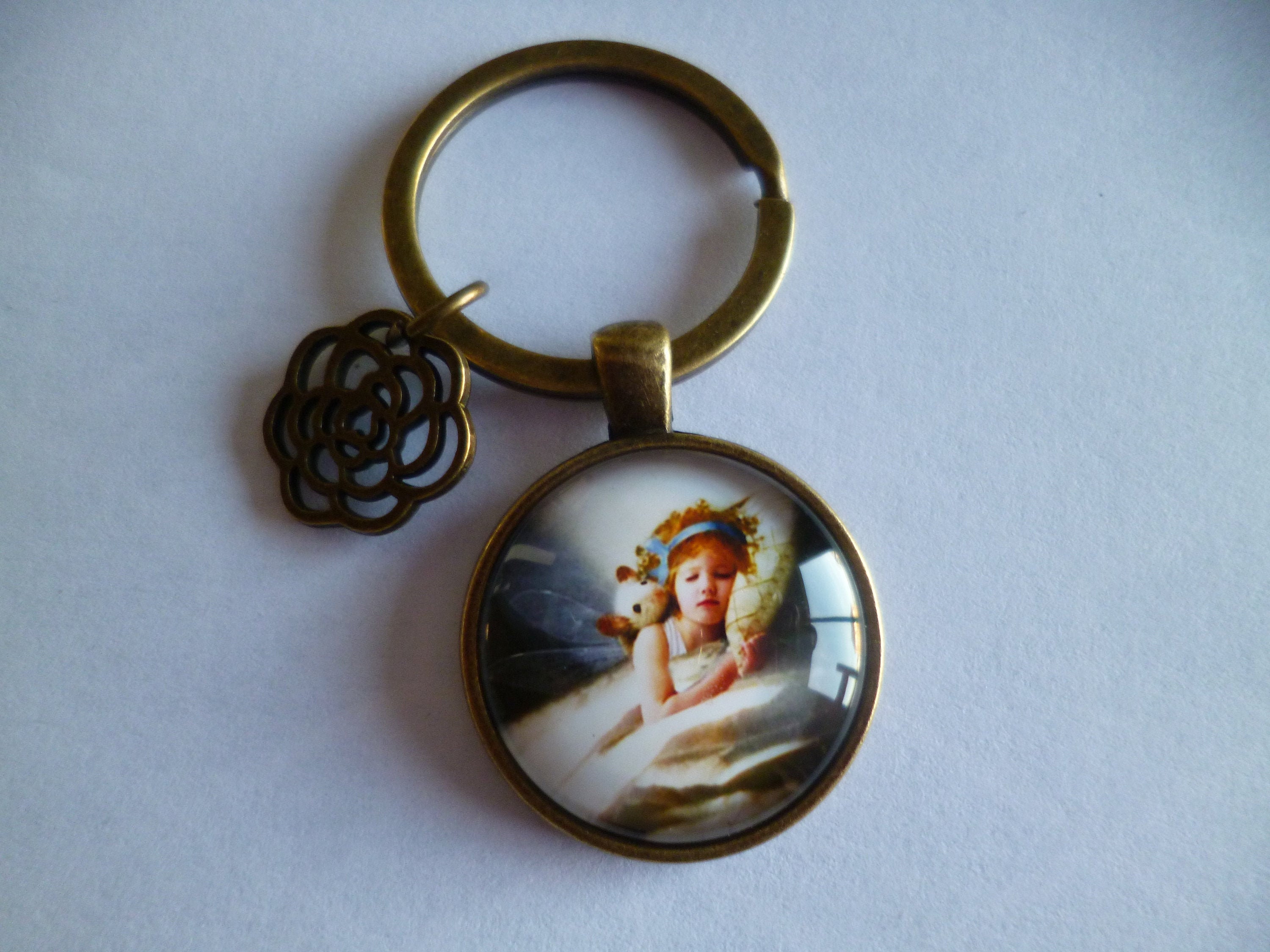 Keychain Bronze Cabochon Smiley Fairy Little Girl in the - Etsy
