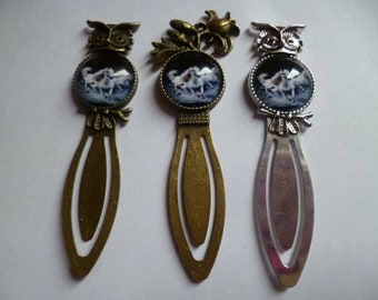 20mm cabochon bookmarks with white horses, low price