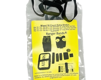 Heavy Duty Custom Rubber Bands Ranger Bands® Mixed 36 Count Extra Stretch EPDM Rubber items like Clay Molds Ceramic & Pottery Supplies