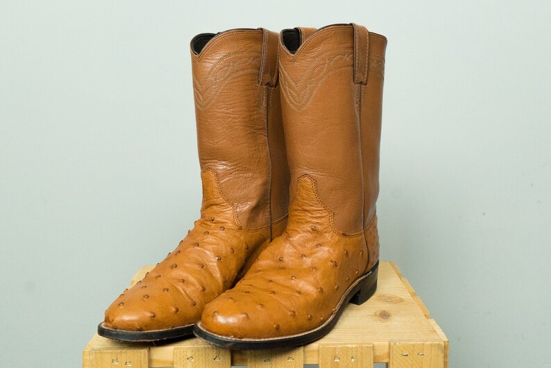 justin full quill ostrich roper boots cognac