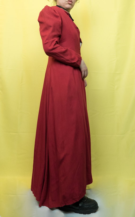 1940s Puff Shoulder Ruby Red Robe Vintage 40s Coat