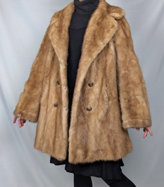 Vintage Double-Breasted Authentic Blonde Mink Fur
