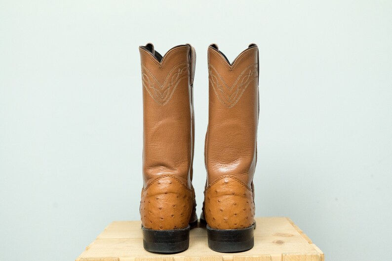 justin full quill ostrich roper boots cognac