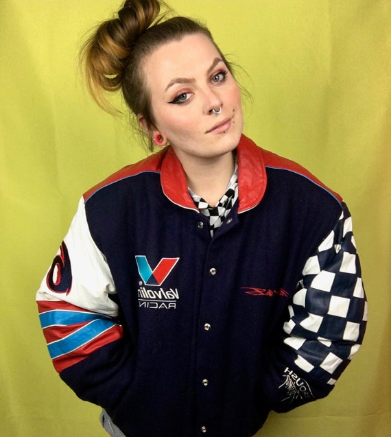 Valvoline Racing Jacket - Checkered Leather and Fe