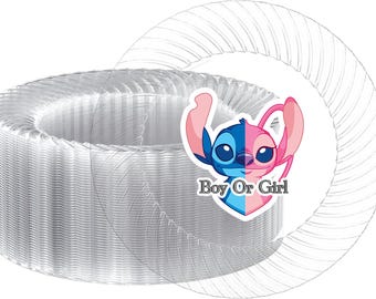 Custom Angel and Stitch Gender Reveal Image Party Plate| Baby Shower| 10 or 7 in size|Grad Celebration|Disposables Plates|Fast Shipping