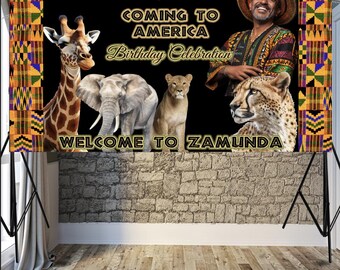 Coming to America Theme Backdrop/Baby Shower Theme/African Party/Background color can be changed upon request