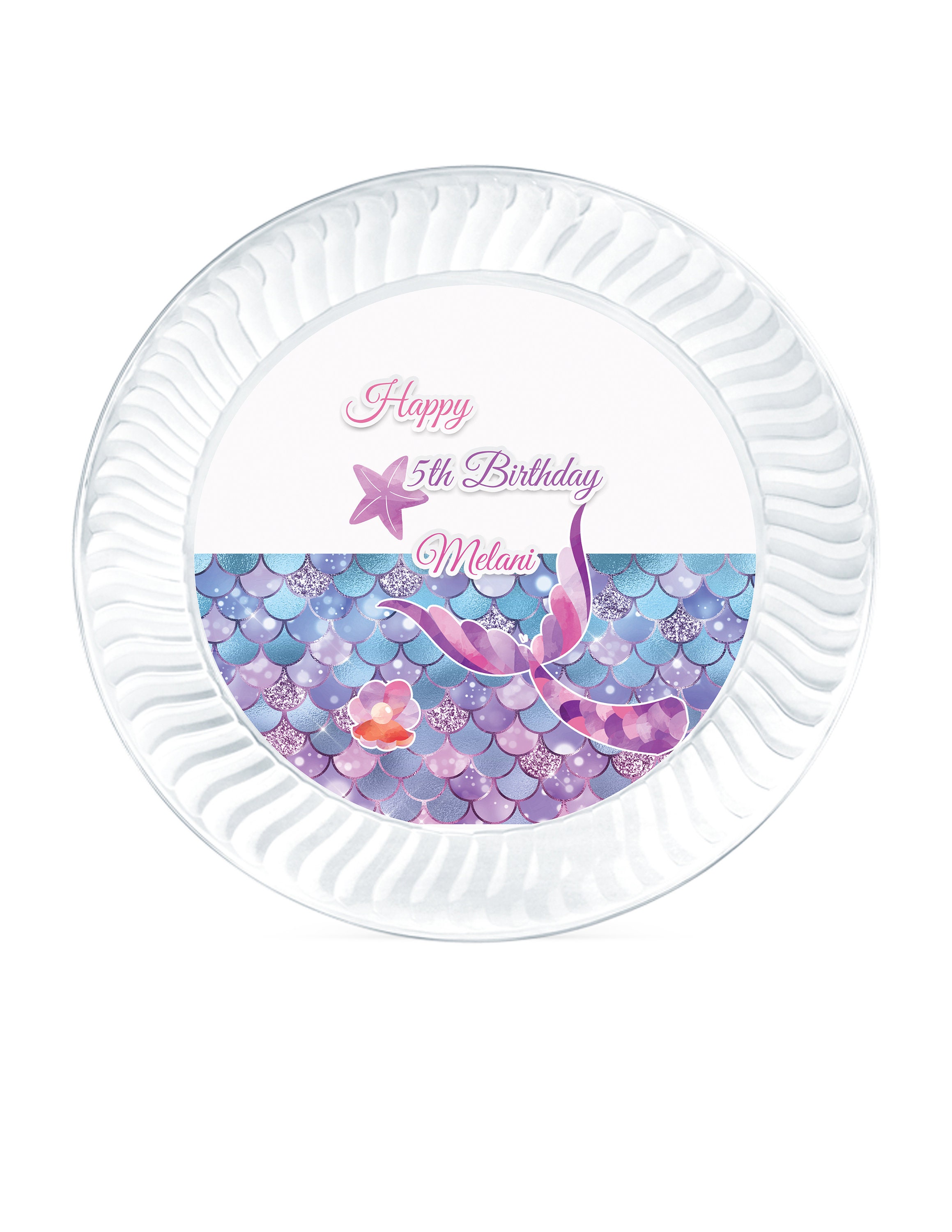 Mermaid Birthday Plastic clear plates 9 in sizeBirthday CelebrationDisposables PlatesCustomize