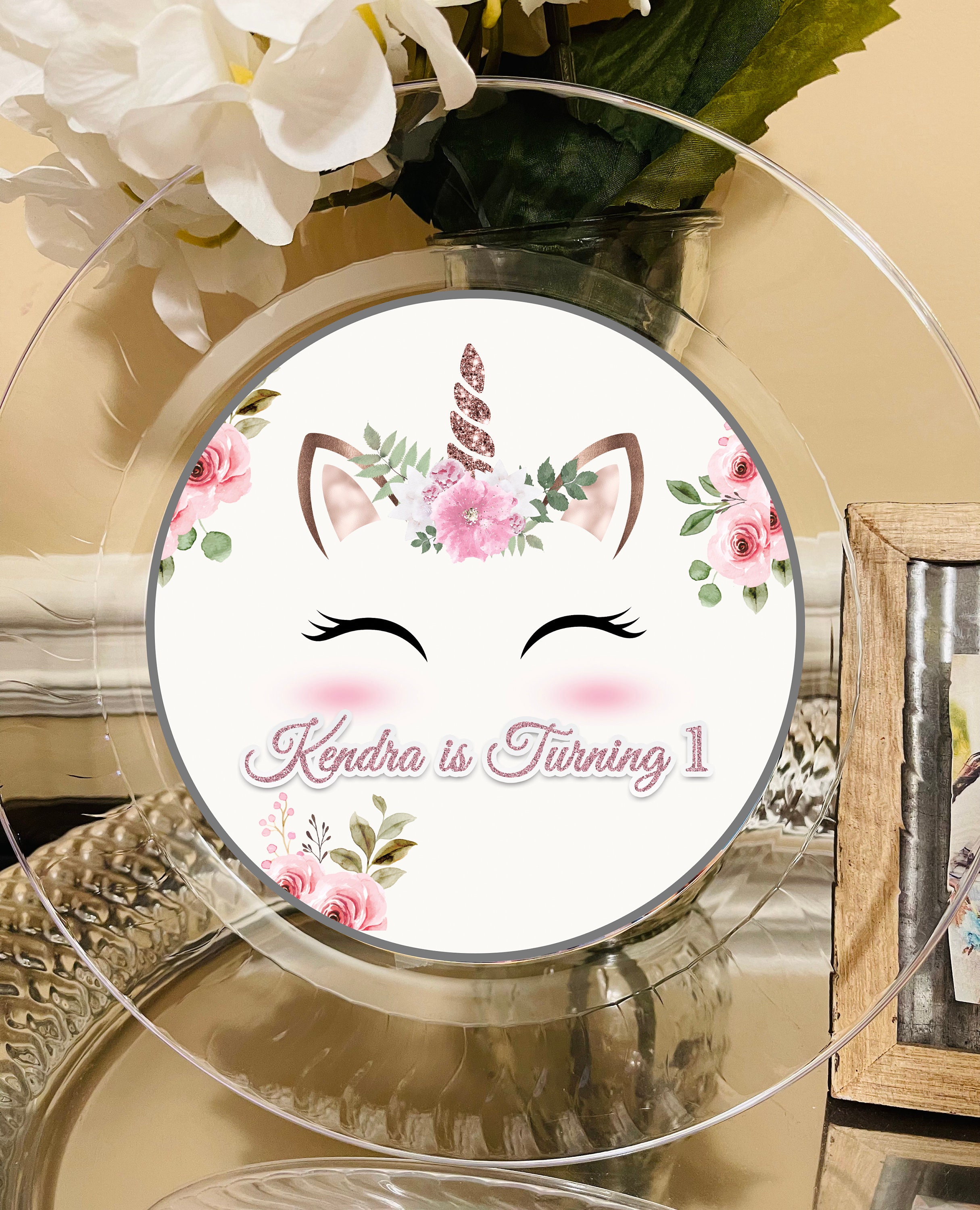 Unicorn Party Plate Plastic clear plates 9 in sizeBirthday CelebrationDisposables PlatesCustomize
