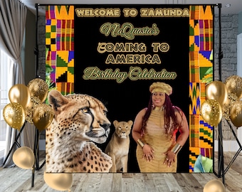 Coming to America Birthday Backdrop, African Theme Party