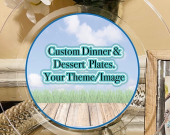 Your Image Party Plate| Hard Plastic clear plates| 9&#39; in size|Birthday Celebration|Disposables Plates|Customize