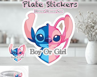 Gender Reveal Plate Custom Stickers |Fits Clear plastic 9/10" dinner or 7' dessert plates|Please read description|
