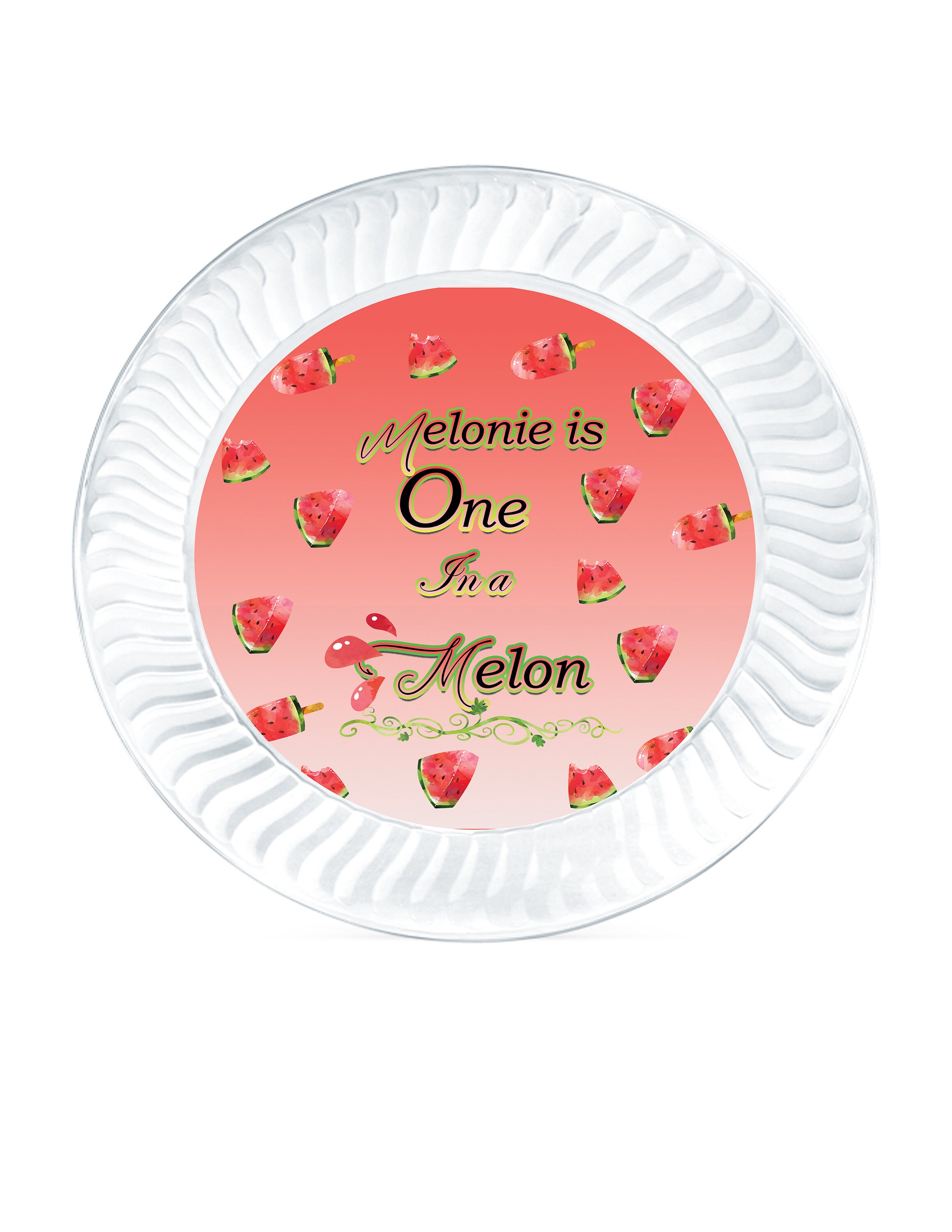 One In a Melon Event1st Birthday PartyWatermelon Theme PartyPlastic clear plates 9 in size CelebrationDisposables