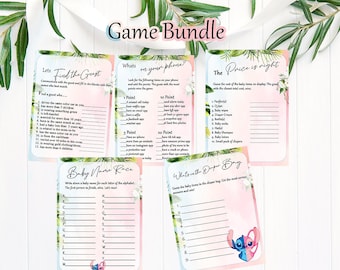 Angel & Stitch Gender Reveal Games, Baby Shower Bundle (Digital Download)
